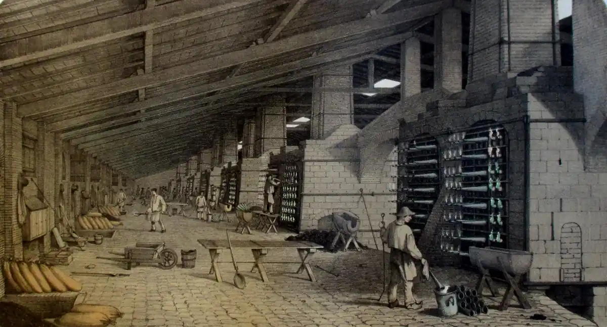 Illustration ancienne de l’usine Vieille-Montagne de Saint-Léonard à Liège